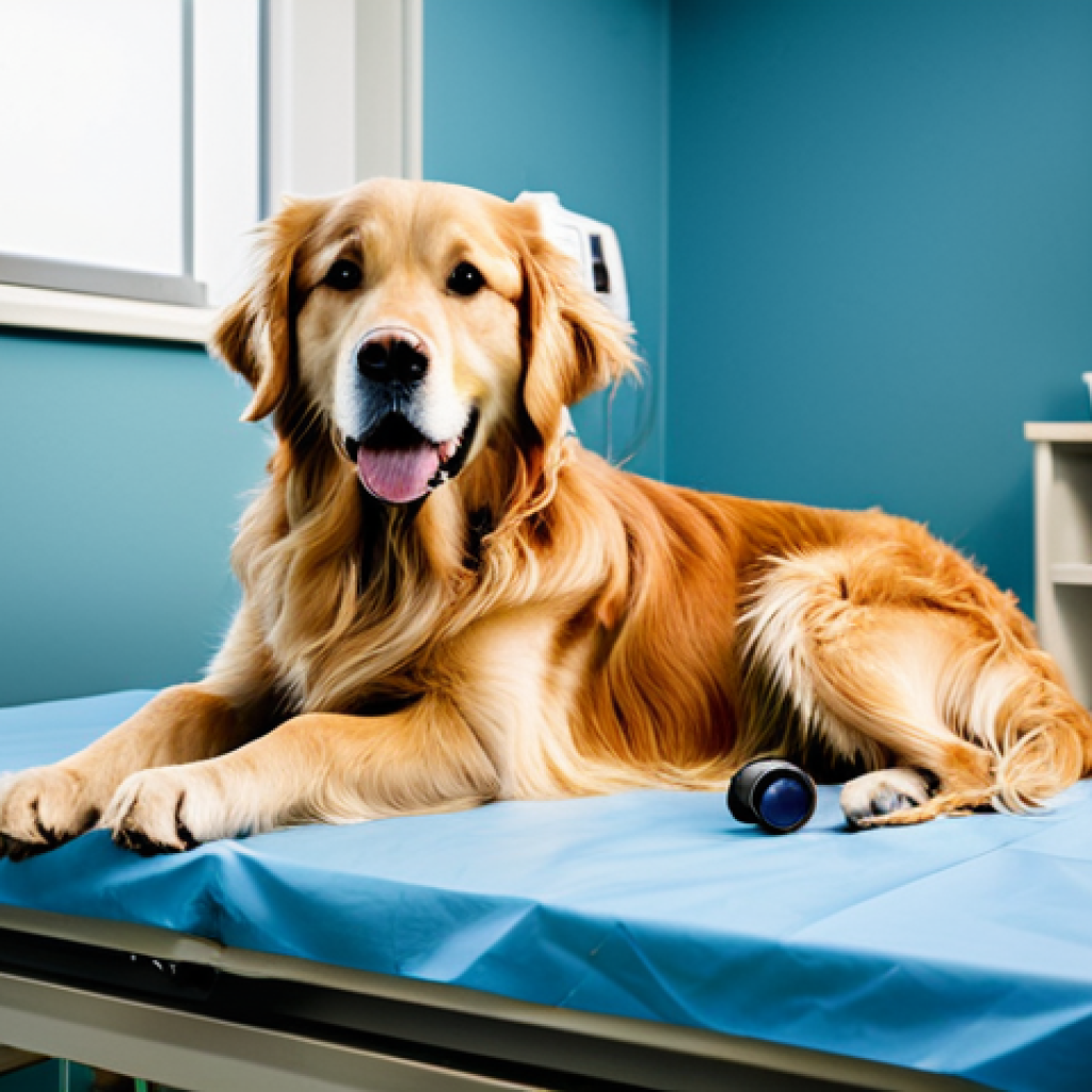 Dog with Breathing Difficulty**

"A golden retriever in a veterinary clinic, clearly distressed and struggling to breathe, fully clothed, receiving oxygen from a vet wearing scrubs, examination table, medical equipment visible in the background, appropriate content, safe for work, professional setting, perfect anatomy, natural pose, modest environment, high quality."

**