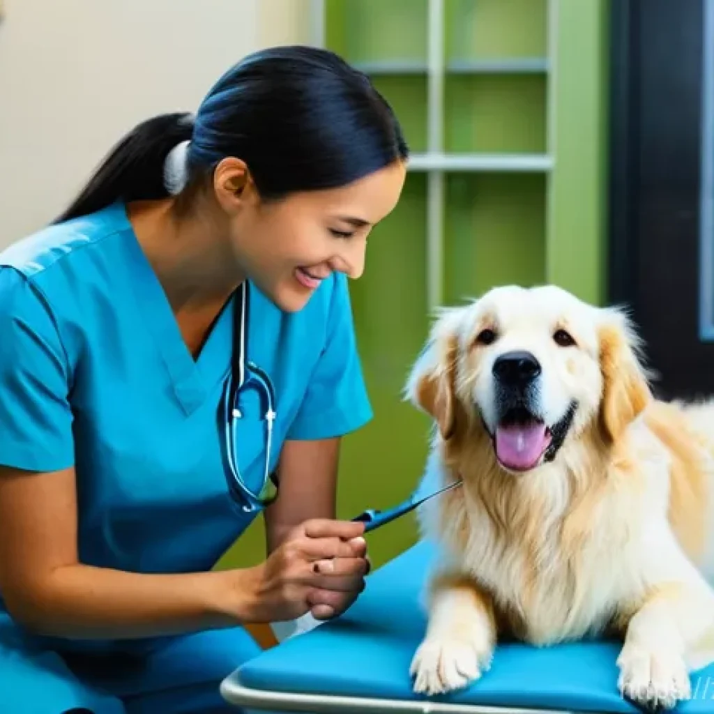 수의사가 알아야 할 동물복지법 - **Prompt 1: Gentle Veterinary Care for a Companion Animal**
"A cozy and bright veterinary examin...