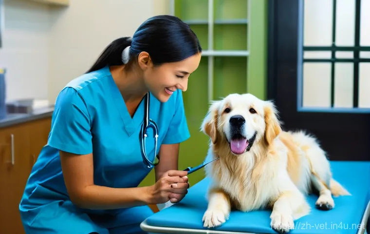 수의사가 알아야 할 동물복지법 - **Prompt 1: Gentle Veterinary Care for a Companion Animal**
    "A cozy and bright veterinary examin...