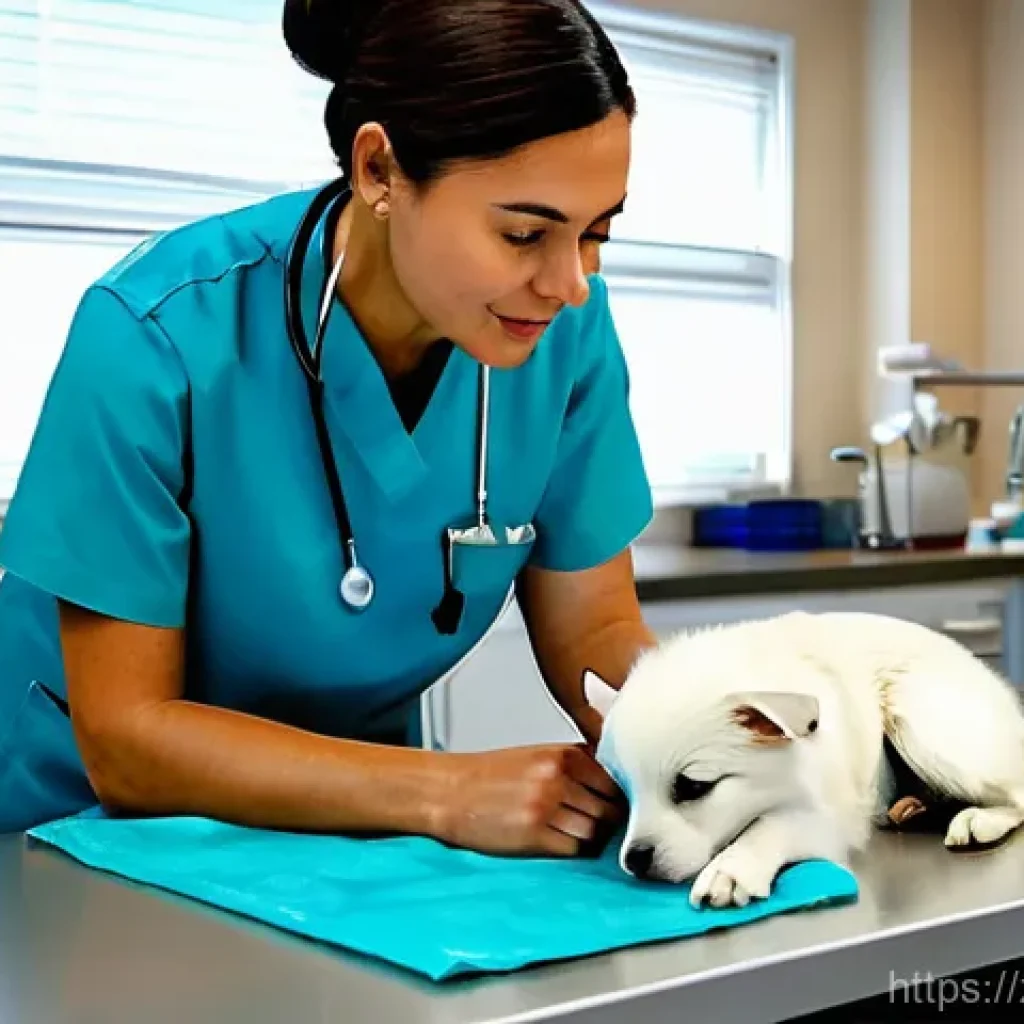 수의사 직업으로서의 장단점 - **Prompt 1: The Detective Vet - Focused Diagnosis and Empathy**
A female veterinarian, dressed i...
