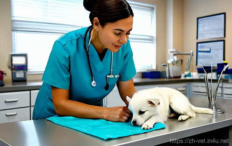 수의사 직업으로서의 장단점 - **Prompt 1: The Detective Vet - Focused Diagnosis and Empathy**
    A female veterinarian, dressed i...