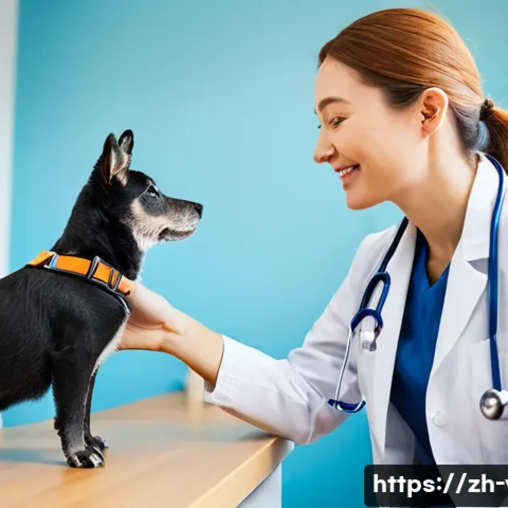 수의사 고객 응대 스킬 - A compassionate veterinarian gently listening to an anxious Chinese pet owner in a modern veterinary...