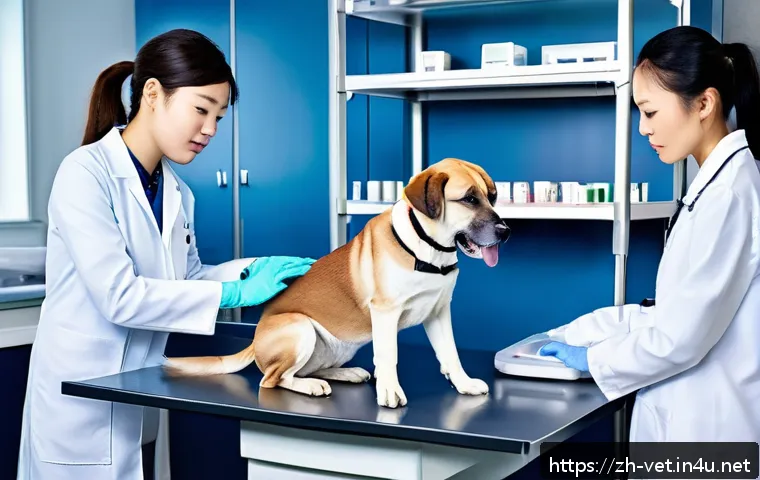 수의학 전공 심화 과목 소개 - A modern veterinary clinical training room with advanced diagnostic equipment including digital X-ra...